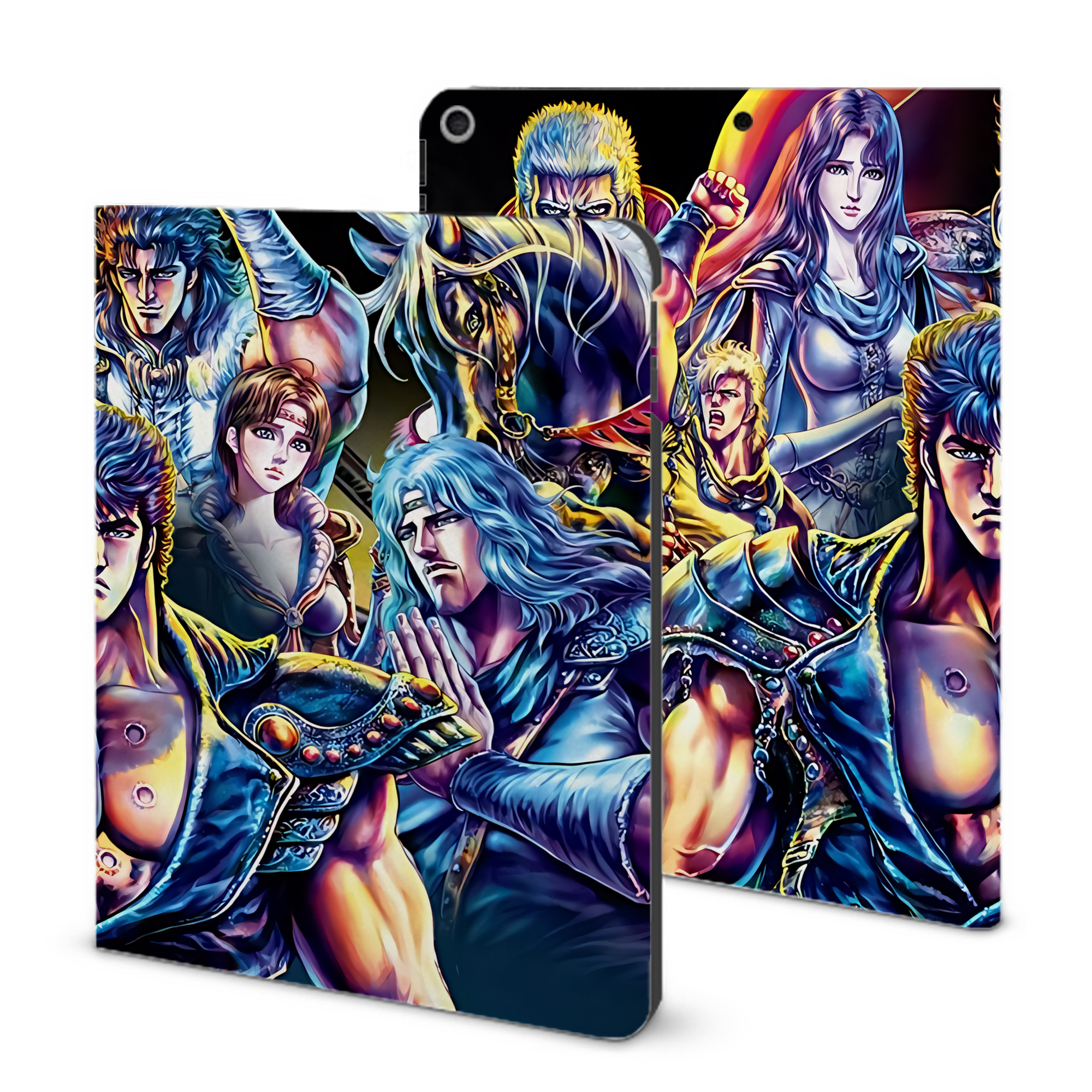 （画像用） 北斗の拳 Fist of the North Star IPad ケース ブック型 PUレザー TPU 耐衝撃 軽量 薄型 ペン収納なし 全面保護 IPad 各モデル対応